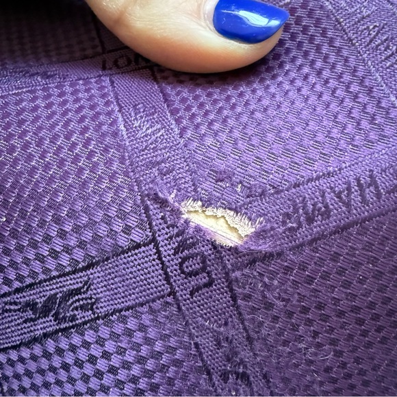 Longchamp 1948 Purple Jacquard Travel Bag Leather Trim Weekender Duffle - Picture 4 of 8